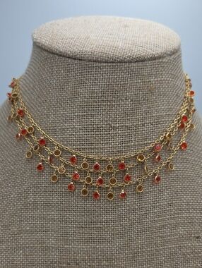 Roberta Chiarella Gold Multi-Strand Necklace with Crystal Drops